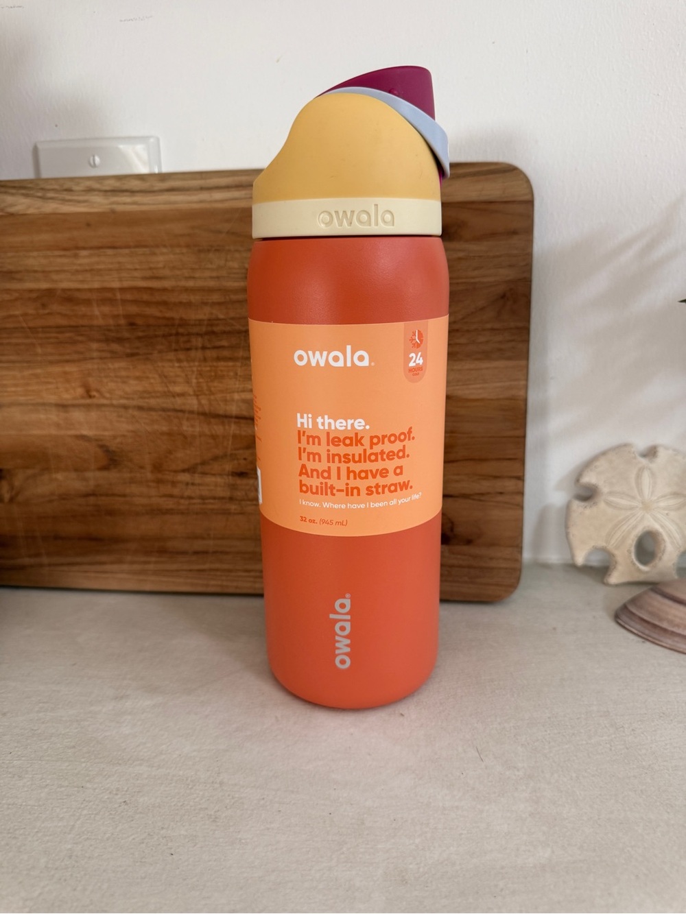 NWT Owala Insulated Water Bottle in  Orange with Multi-Color Lid